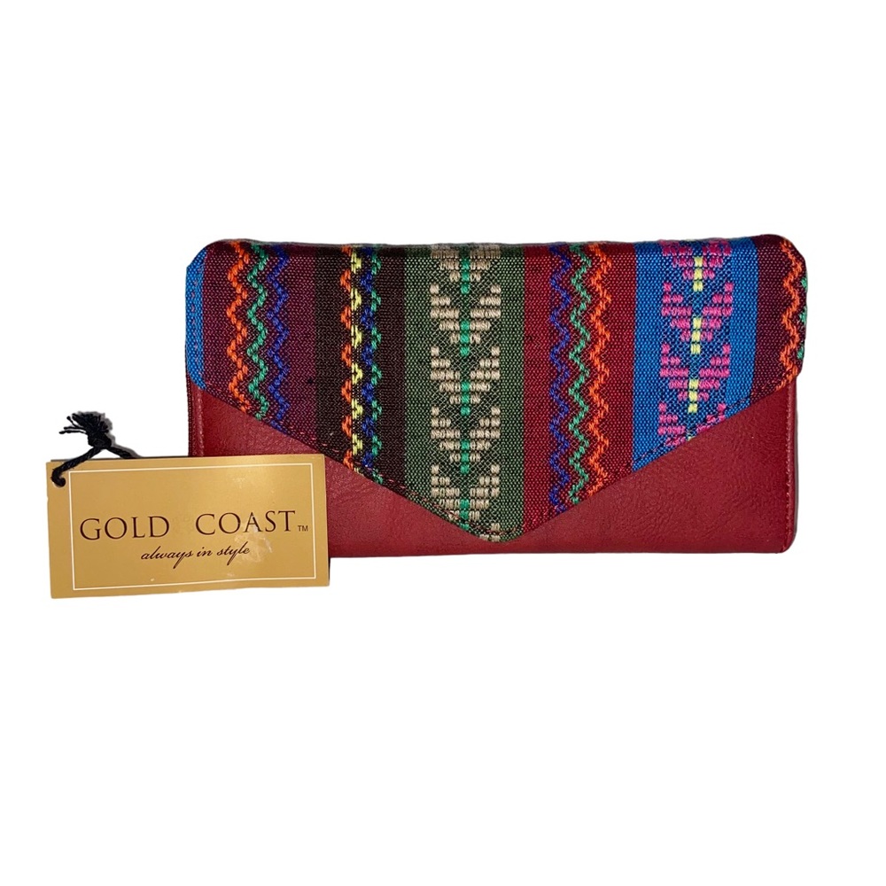 Gold Coast Faux Leather Womens Wallet Checkbook Aztec Southwestern Cowgirl New